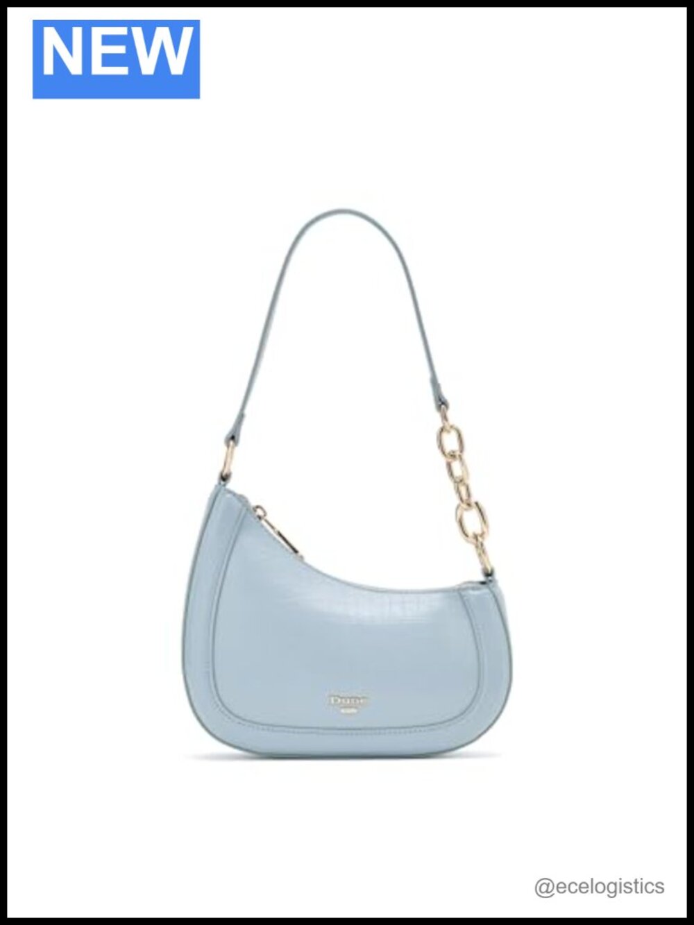Dune London Direction Leather Shoulder Bag with Chain Handle and Zip Pocket